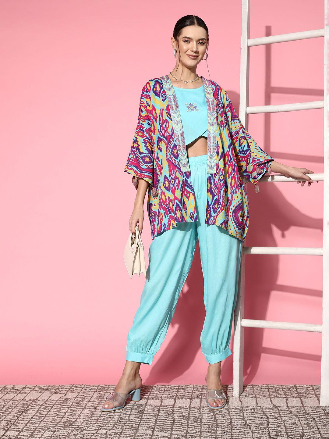 sangria striking blue high-low hem transitional layers co-ords