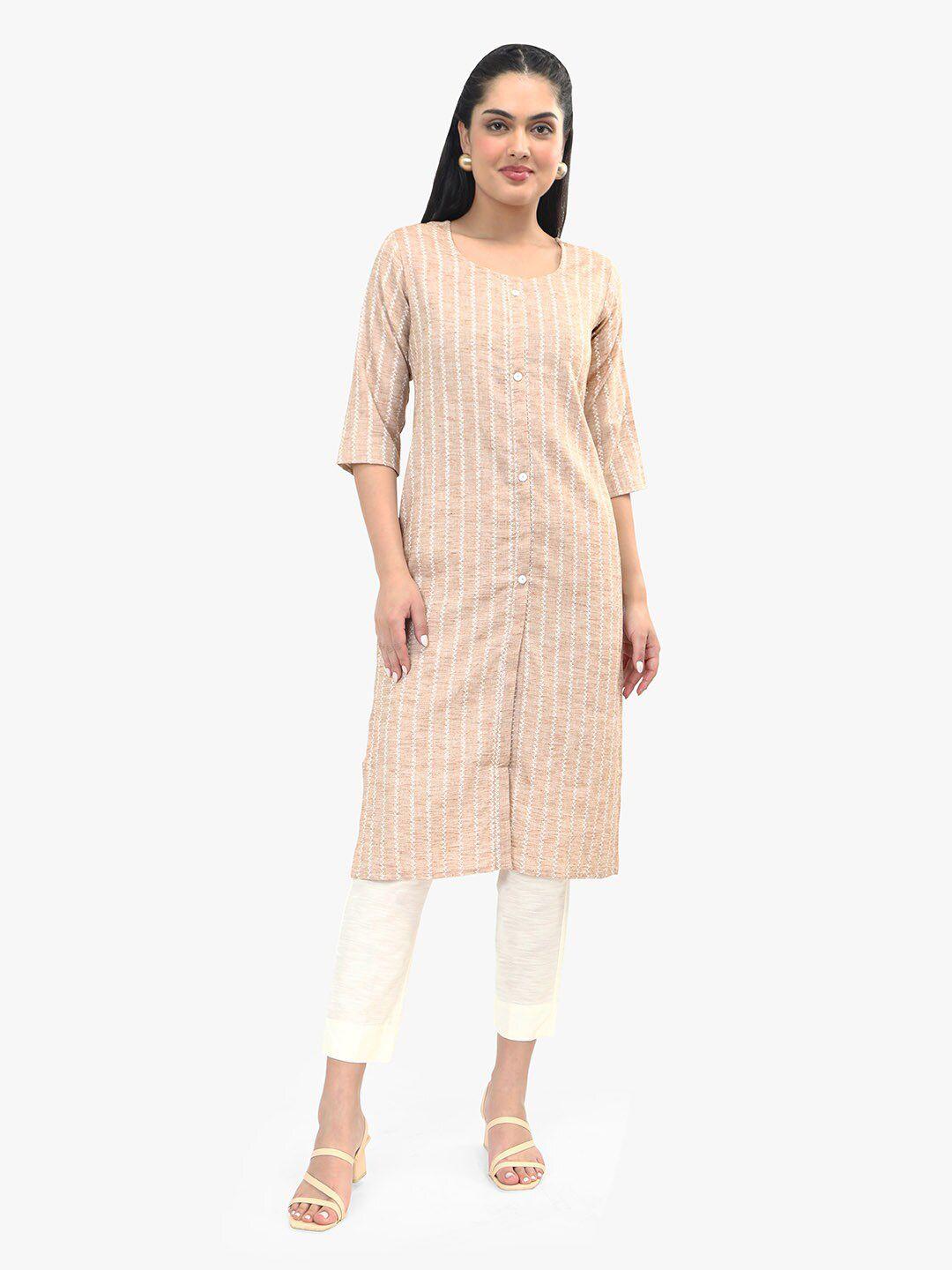 sangria striped woven design pure cotton straight kurta