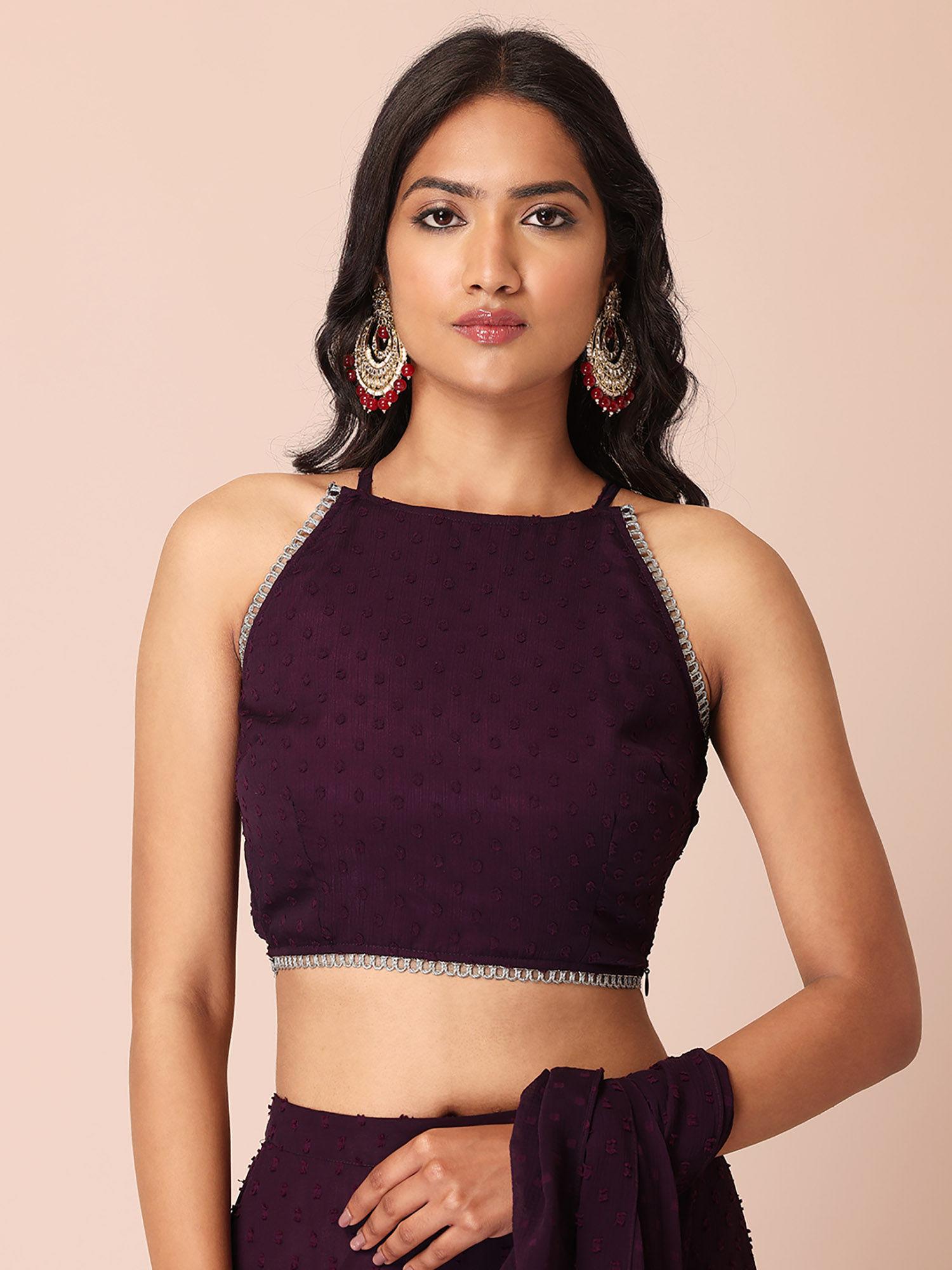 sangria swiss dot halter crop top