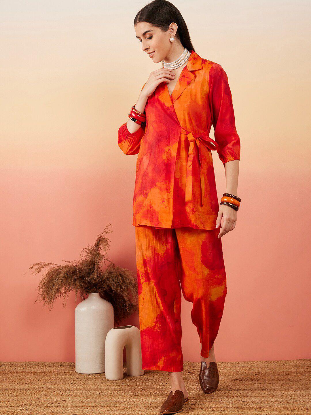 sangria tie & dye printed tunic & trousers co-ords