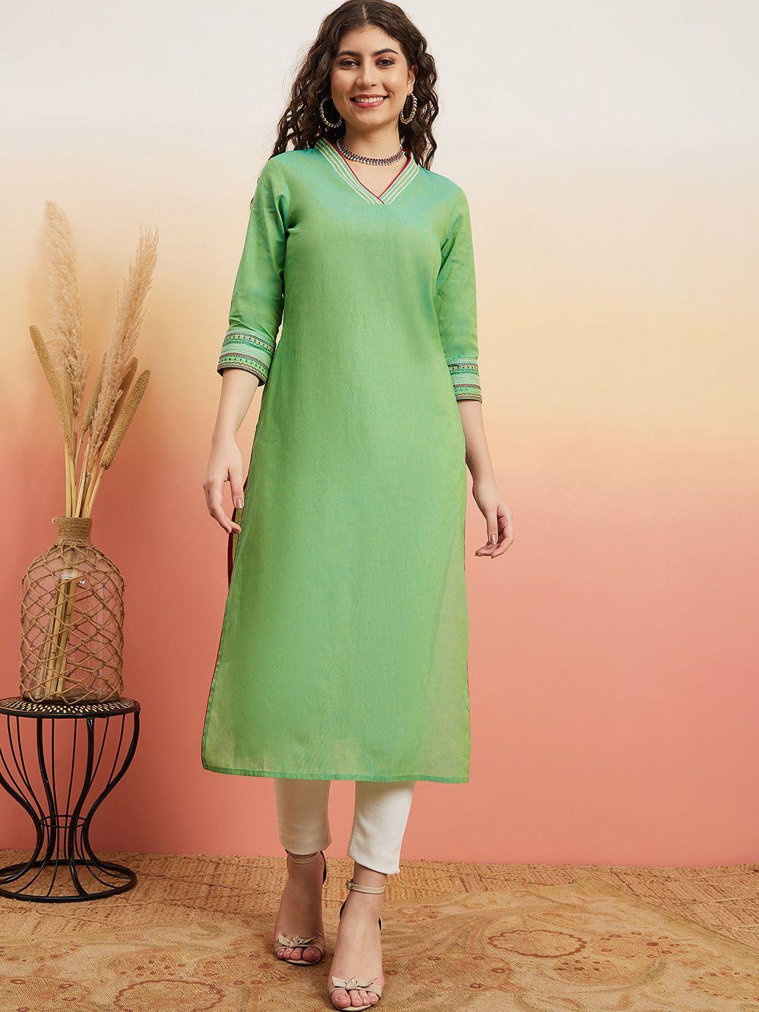 sangria v-neck pure cotton straight kurta