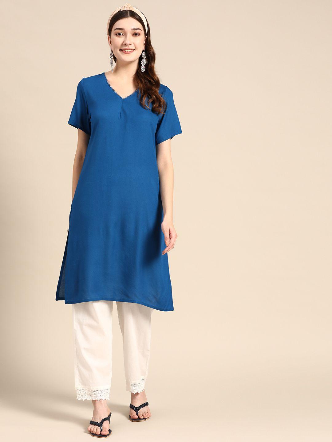 sangria v-neck straight kurta