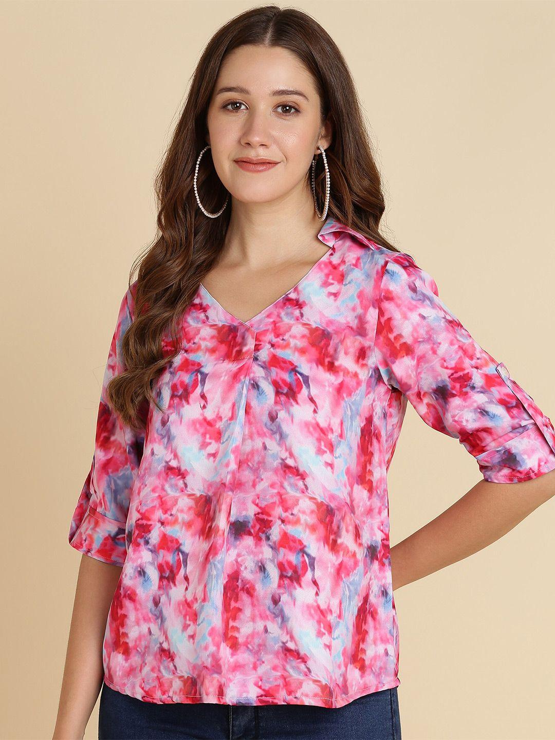 sangria v-neck tie and dye top