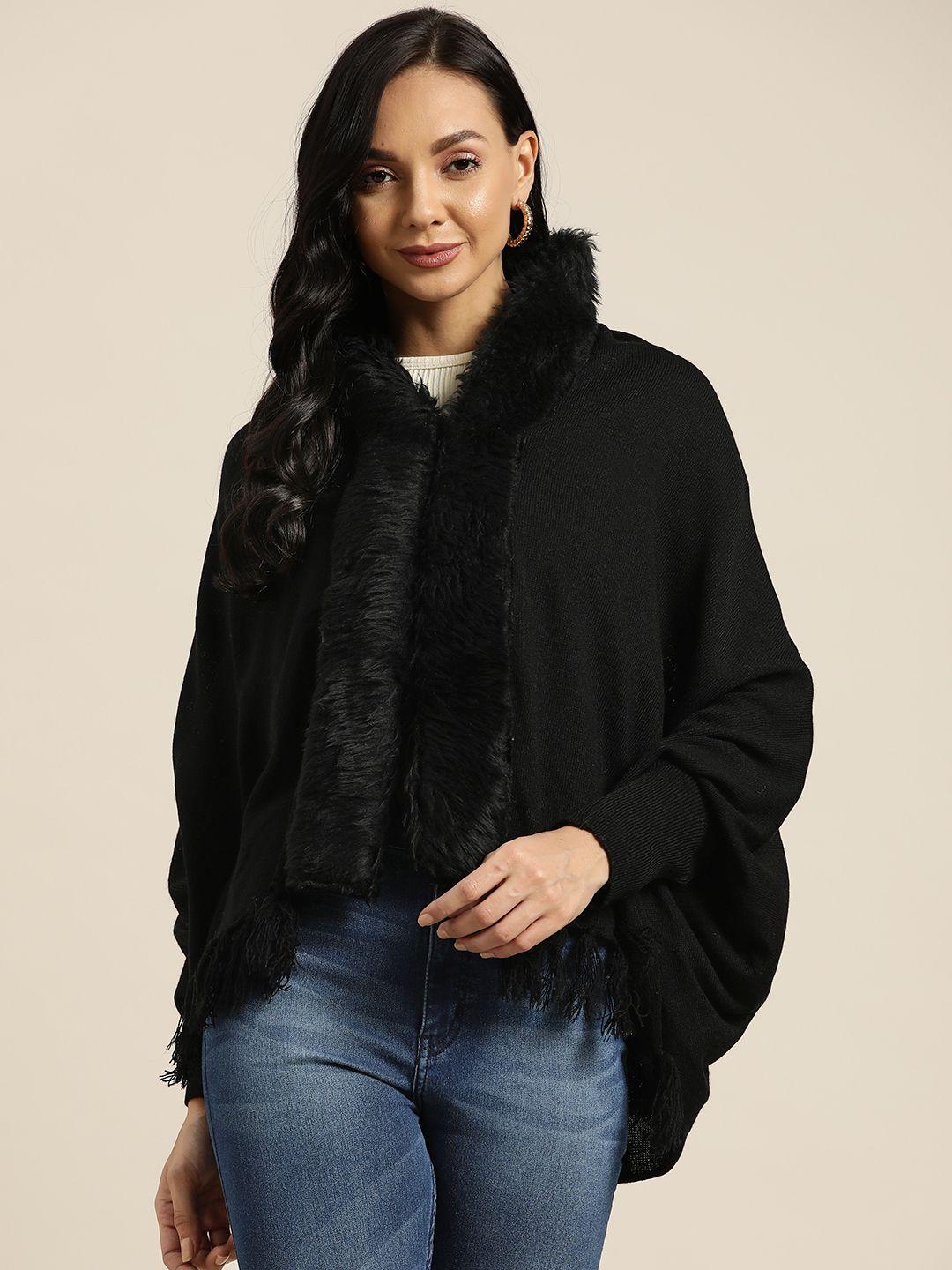 sangria women black poncho