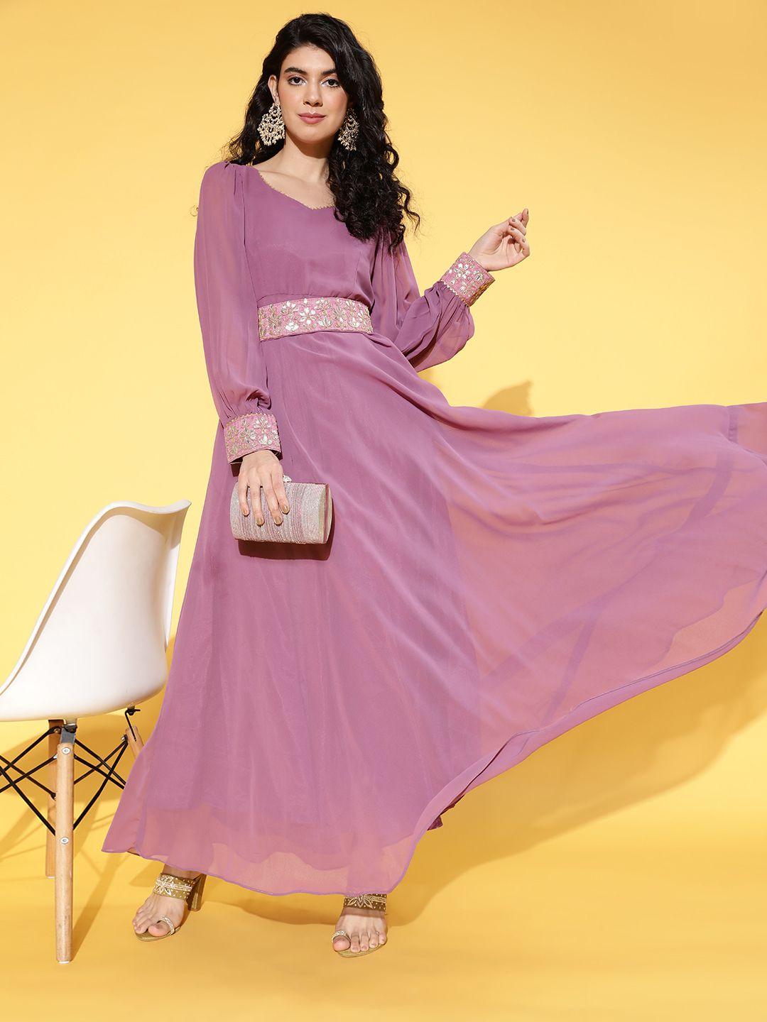 sangria women chic lavender solid gowns for days