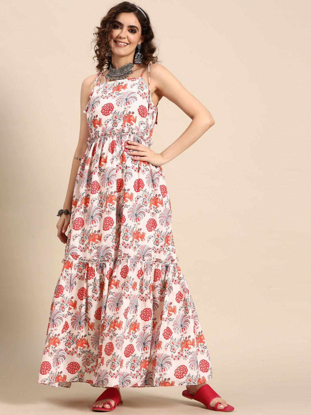 sangria women digital printed fit and flare maxi dress