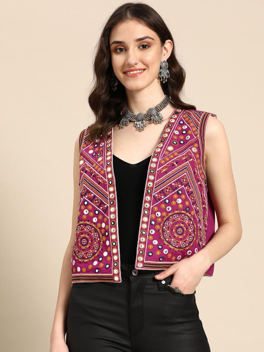 sangria women embroidered tailored ethnic jacket