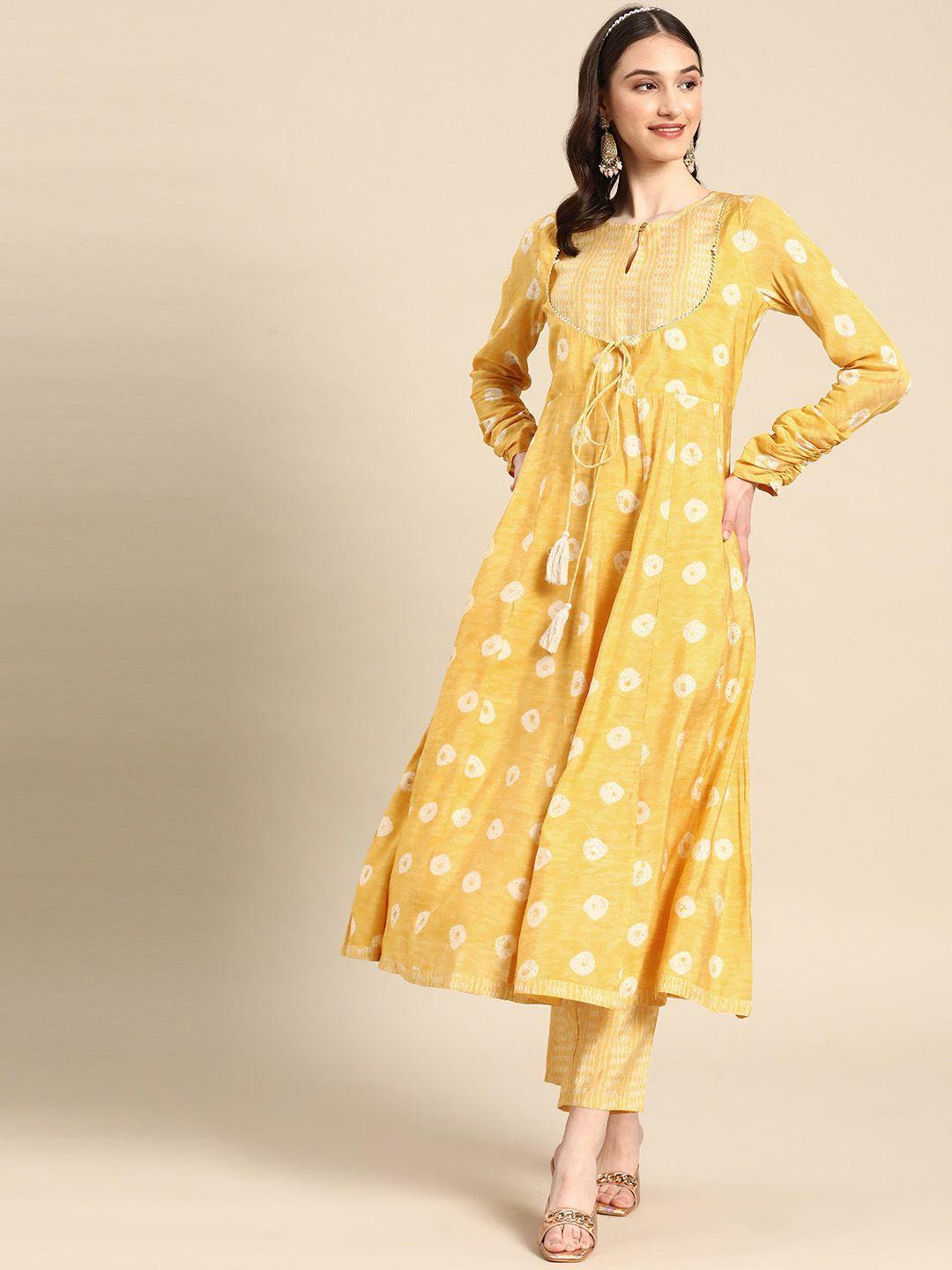 sangria women ethnic motifs printed empire gotta patti kurta with trousers