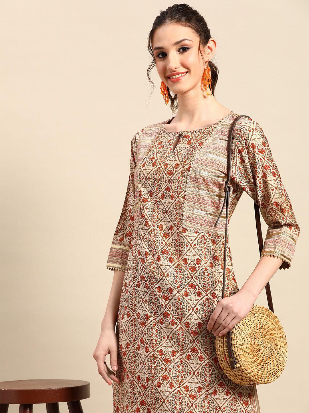 sangria women ethnic motifs printed gotta patti kurta with palazzos