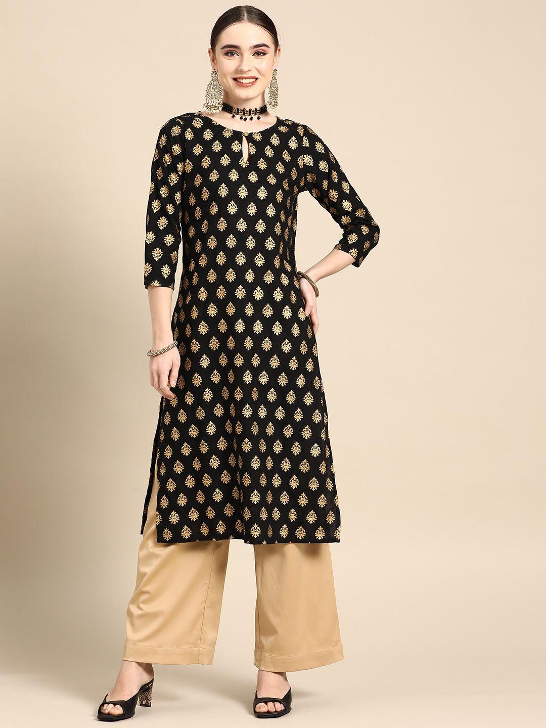 sangria women ethnic motifs printed keyhole neck kurta