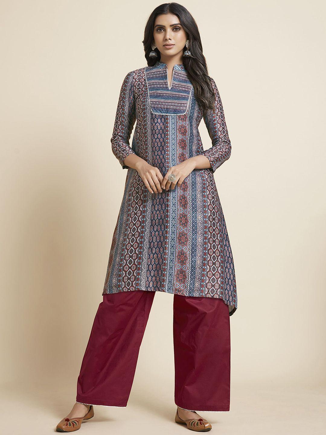 sangria women ethnic motifs printed kurta with salwar