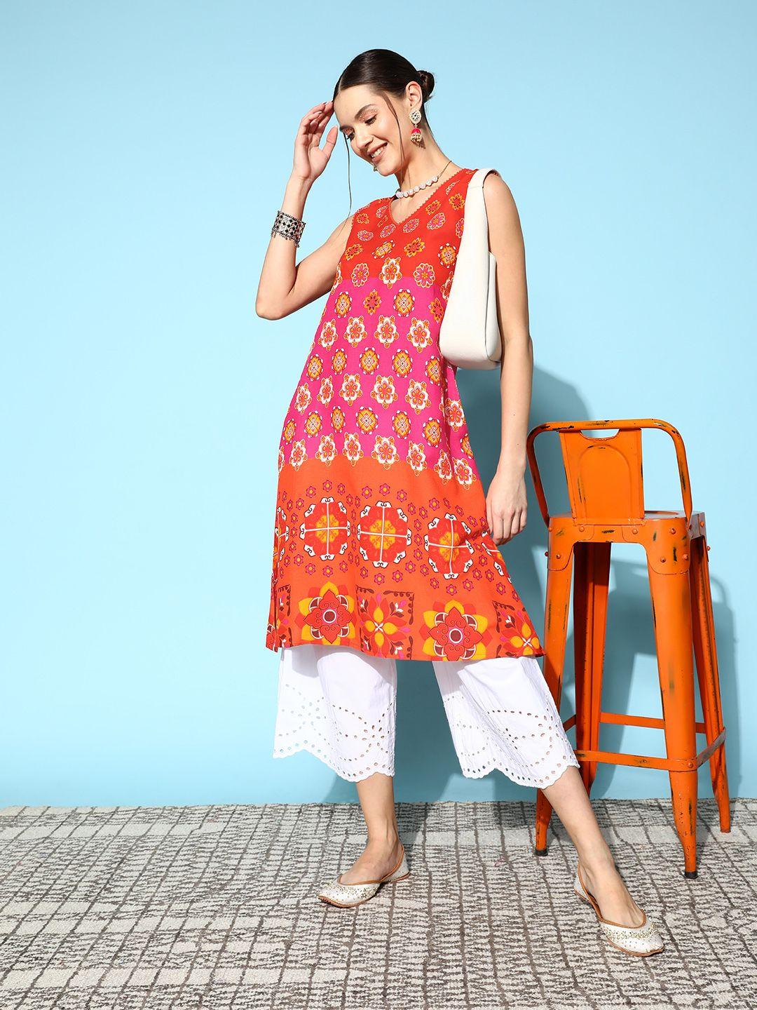 sangria women ethnic motifs printed kurta