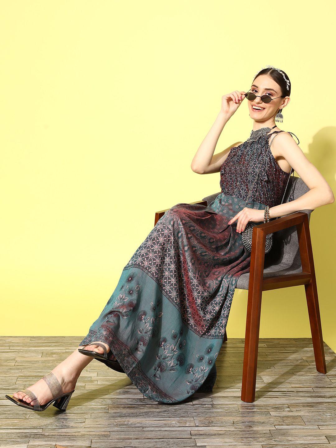 sangria women ethnic motifs printed maxi dress