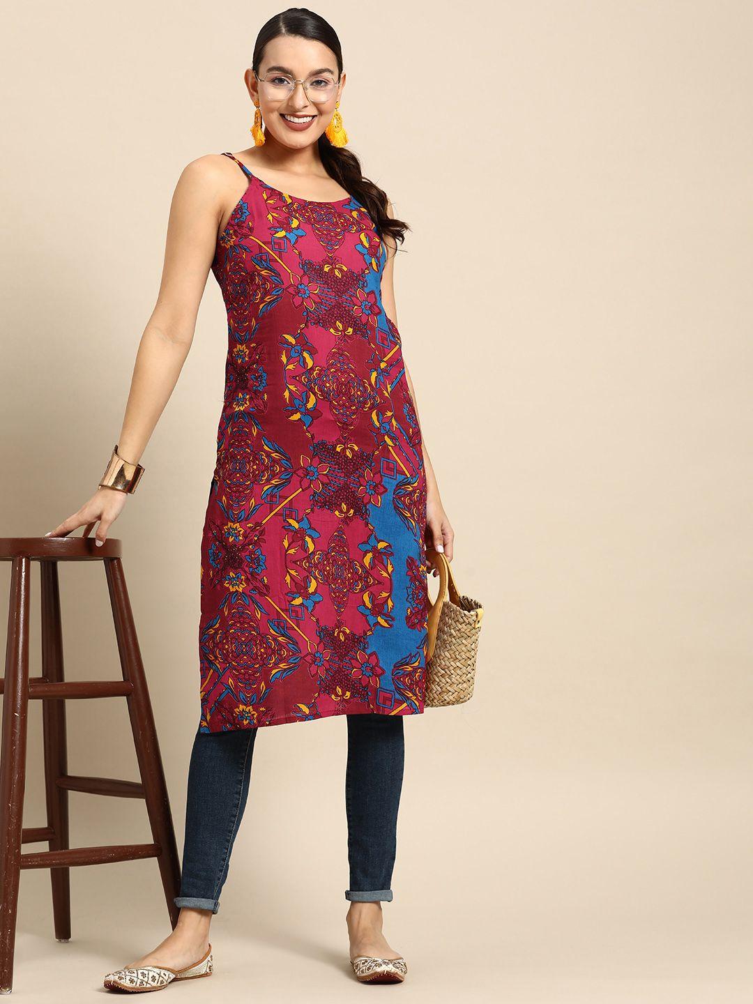 sangria women ethnic motifs printed pure cotton kurta