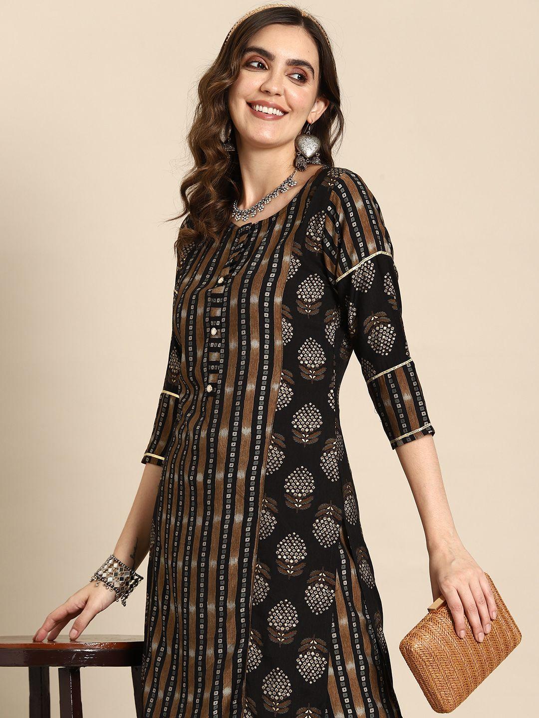 sangria women ethnic motifs printed regular kurta with palazzos