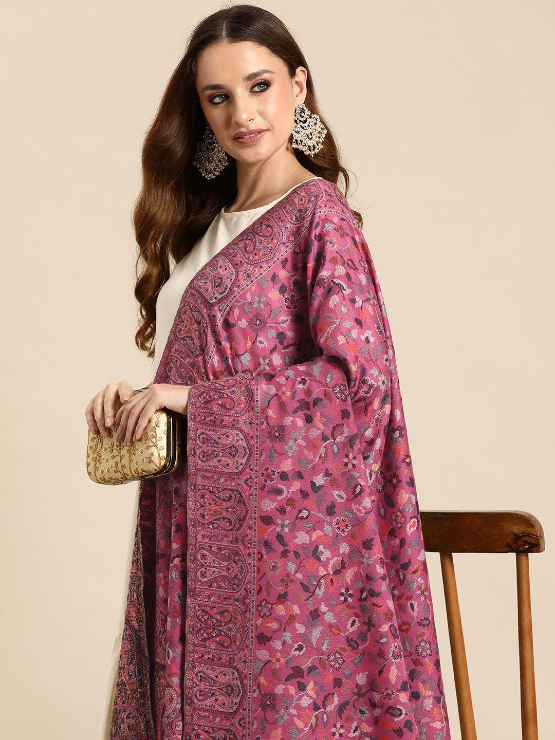 sangria women ethnic motifs wool blend shawl