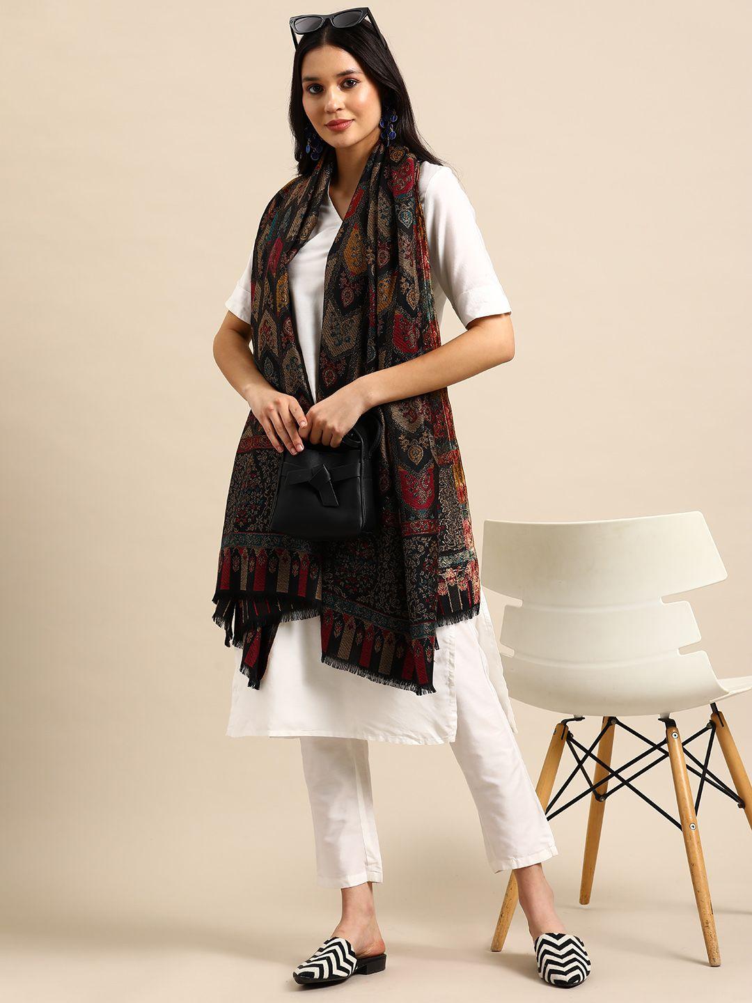 sangria women ethnic motifs woven design shawl