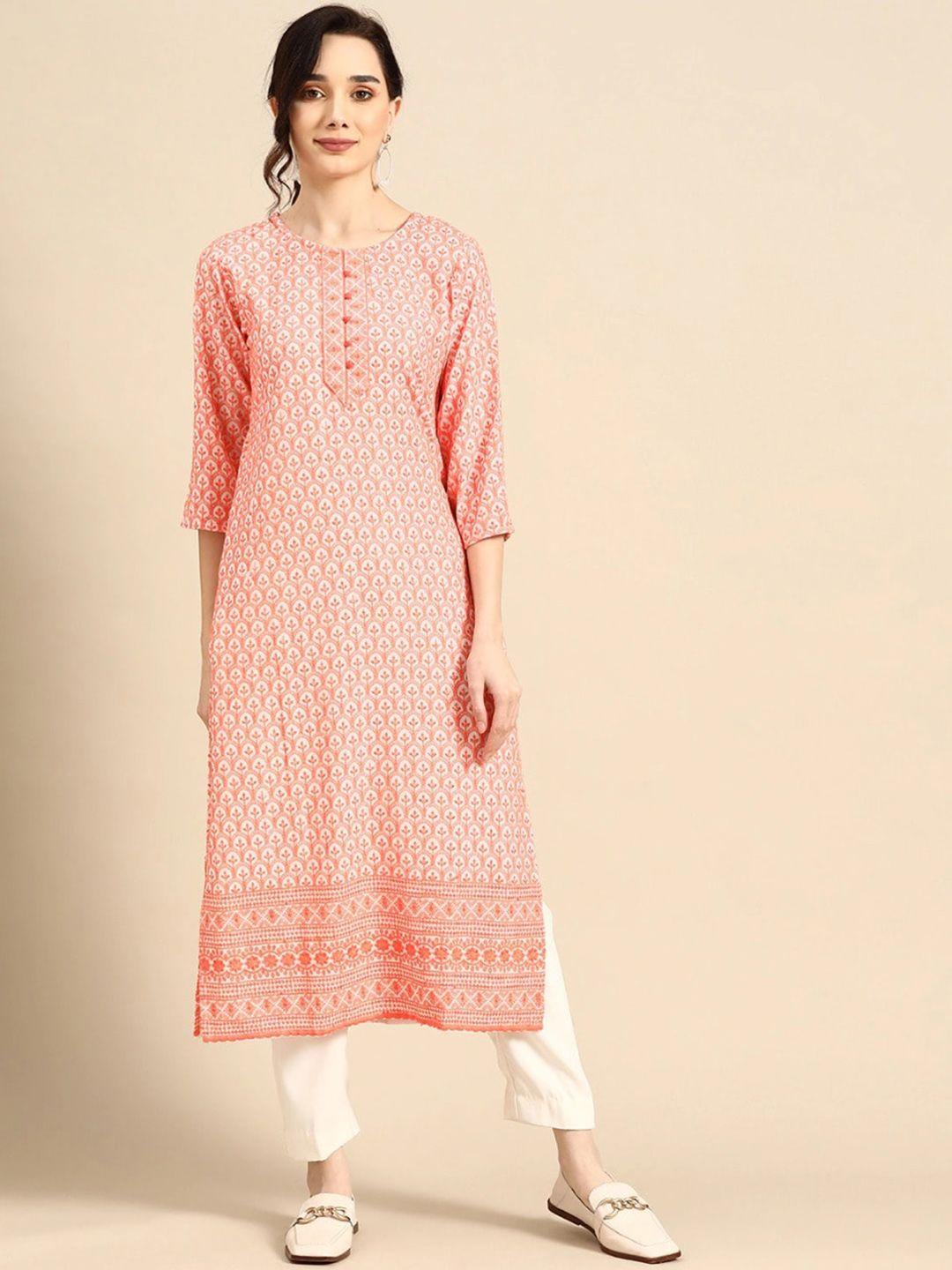 sangria women floral embroidered regular kurta