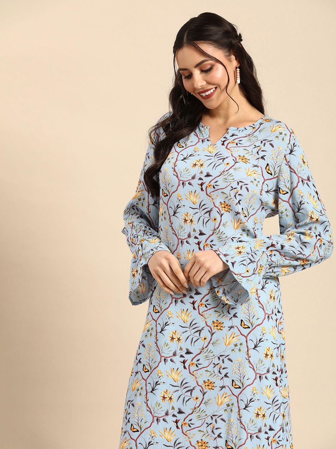 sangria women floral printed crepe kurta