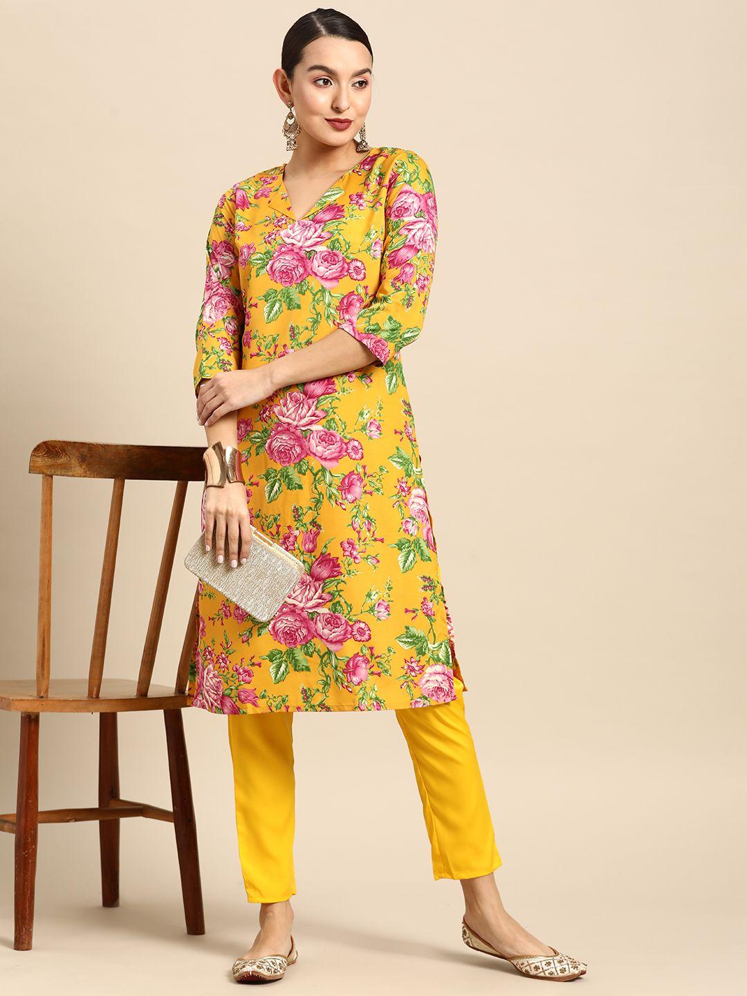 sangria women floral printed kurta with trouser