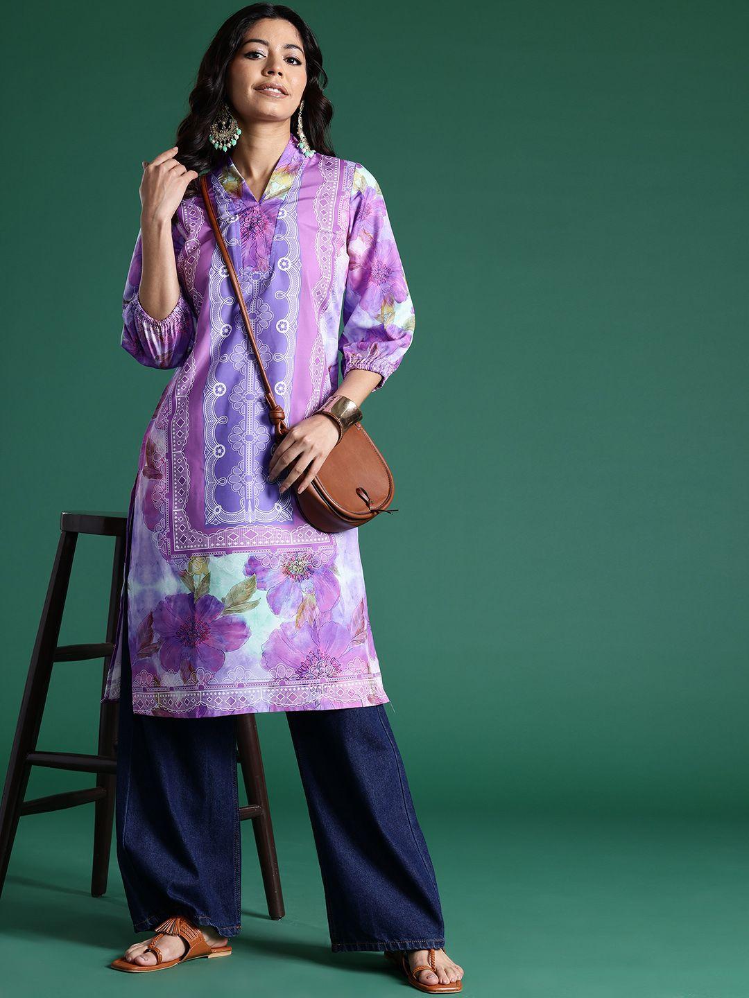 sangria women floral printed kurta