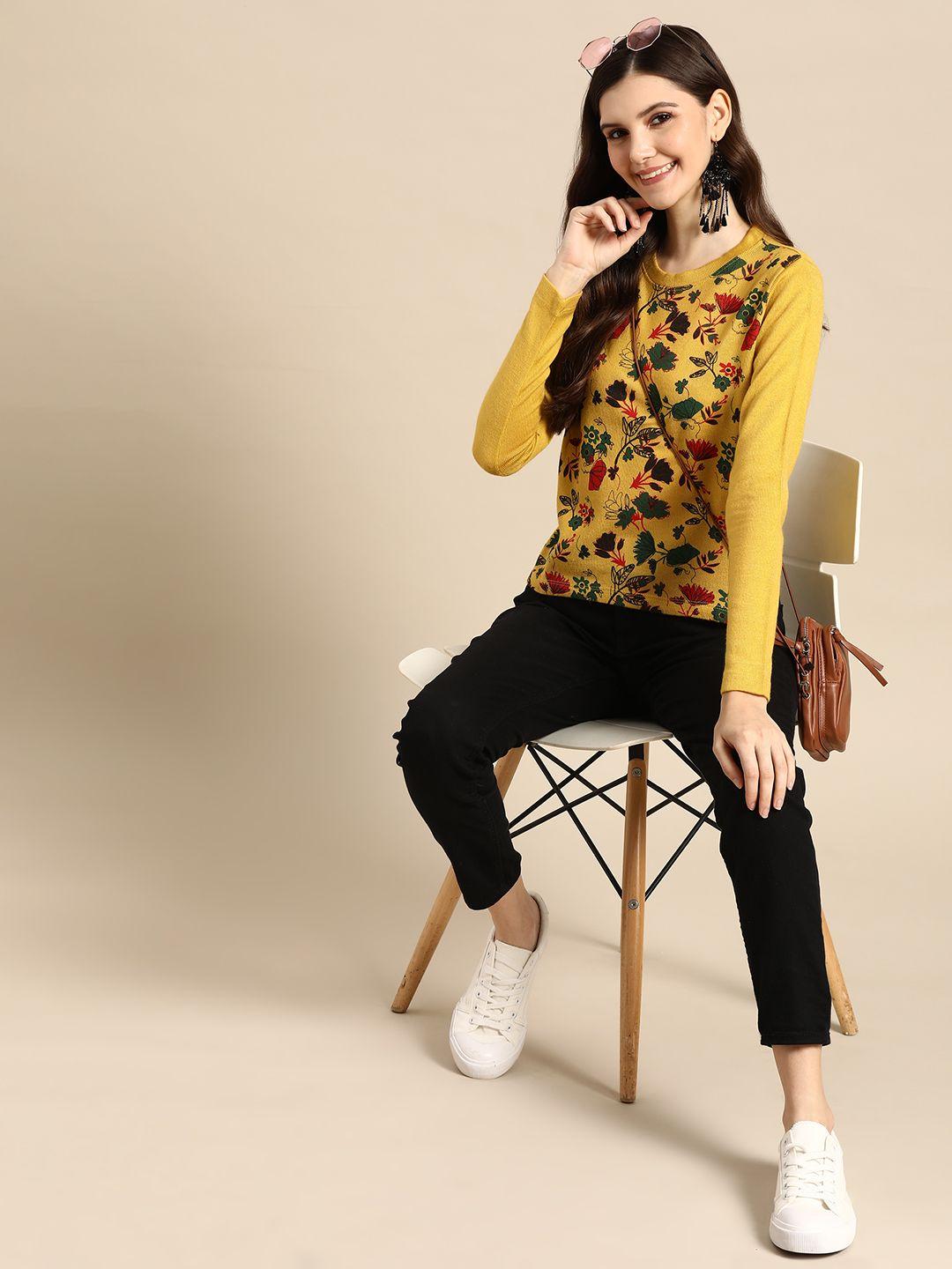 sangria women floral printed sweater