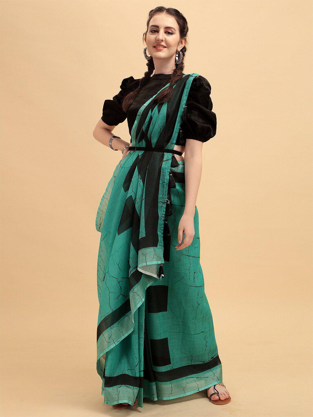 sangria women green & black sarees