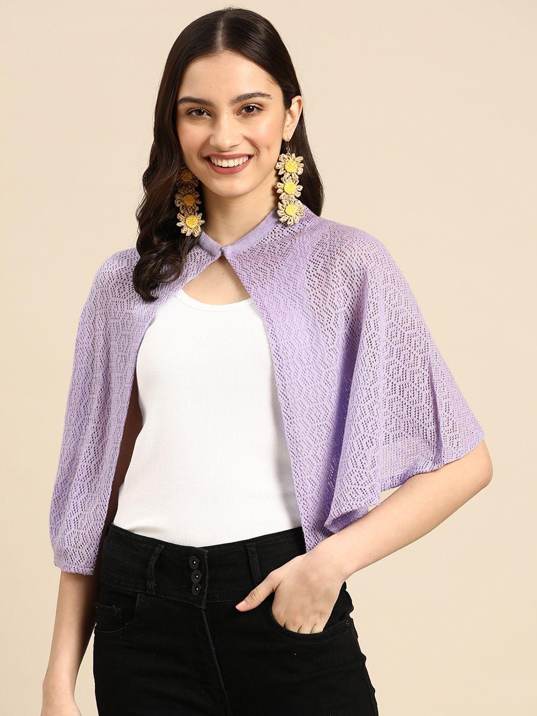 sangria women lavender open-knit crop sweater