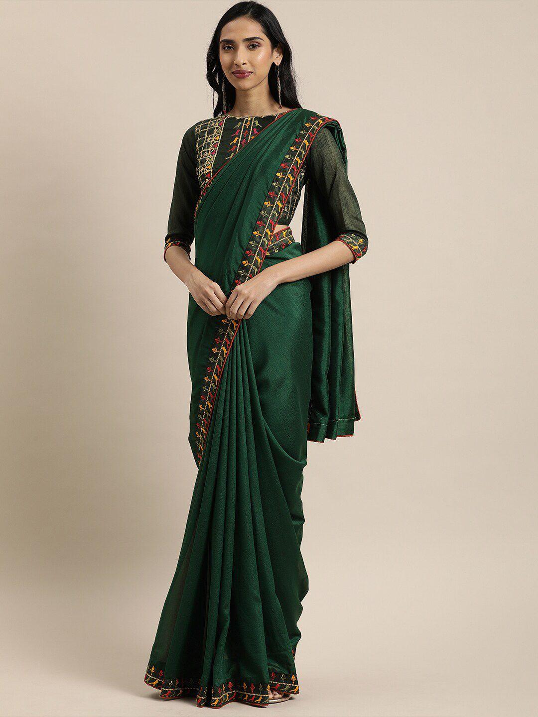 sangria women olive sarees