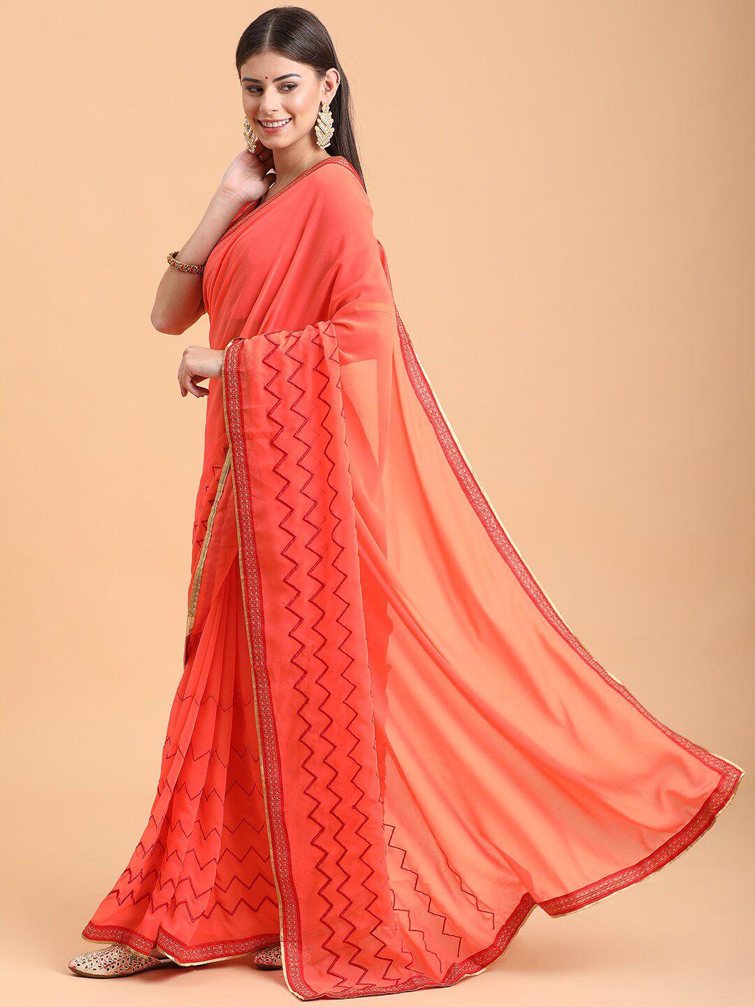 sangria women orange sarees