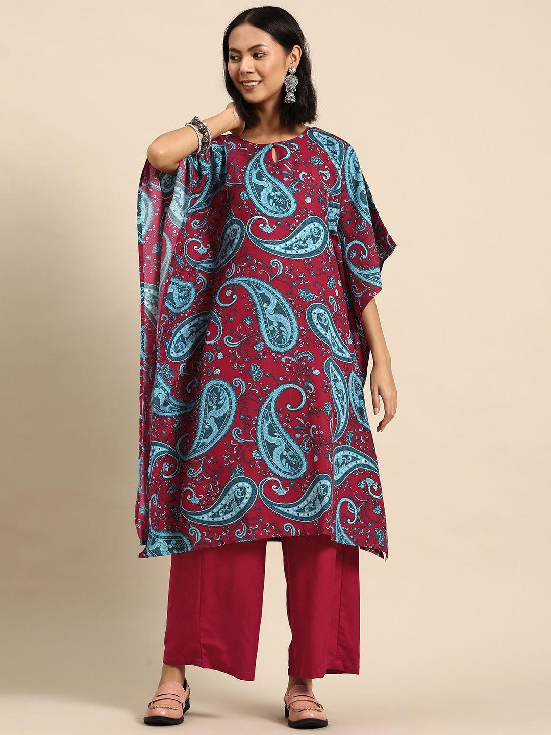 sangria women paisley printed regular kurta with palazzos