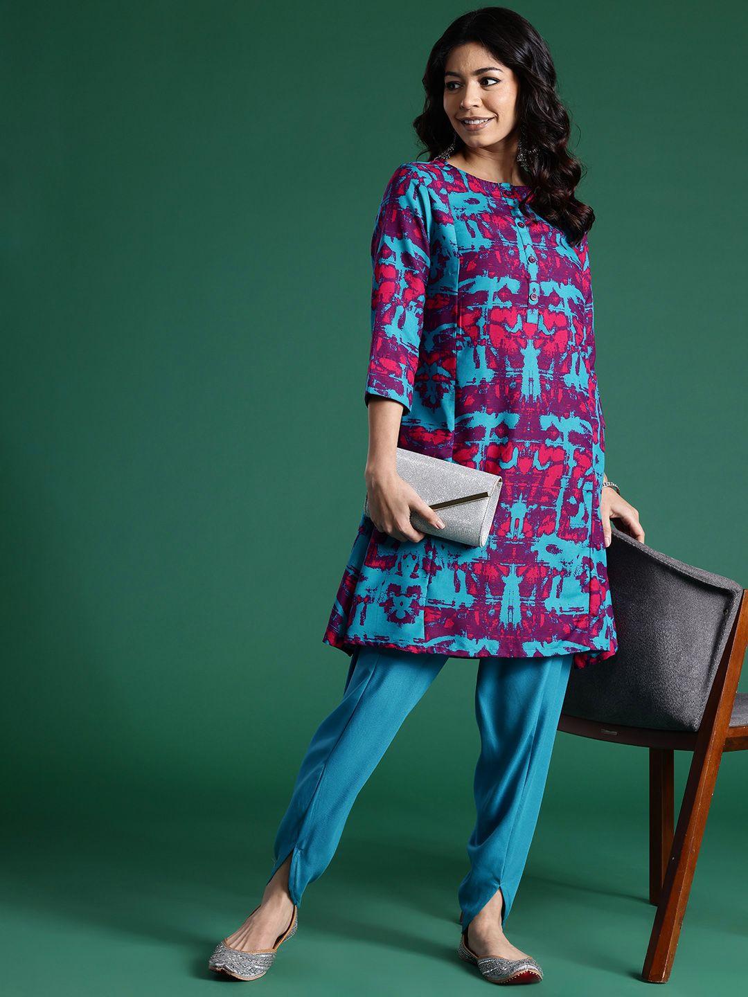 sangria women printed kurta with dhoti pants