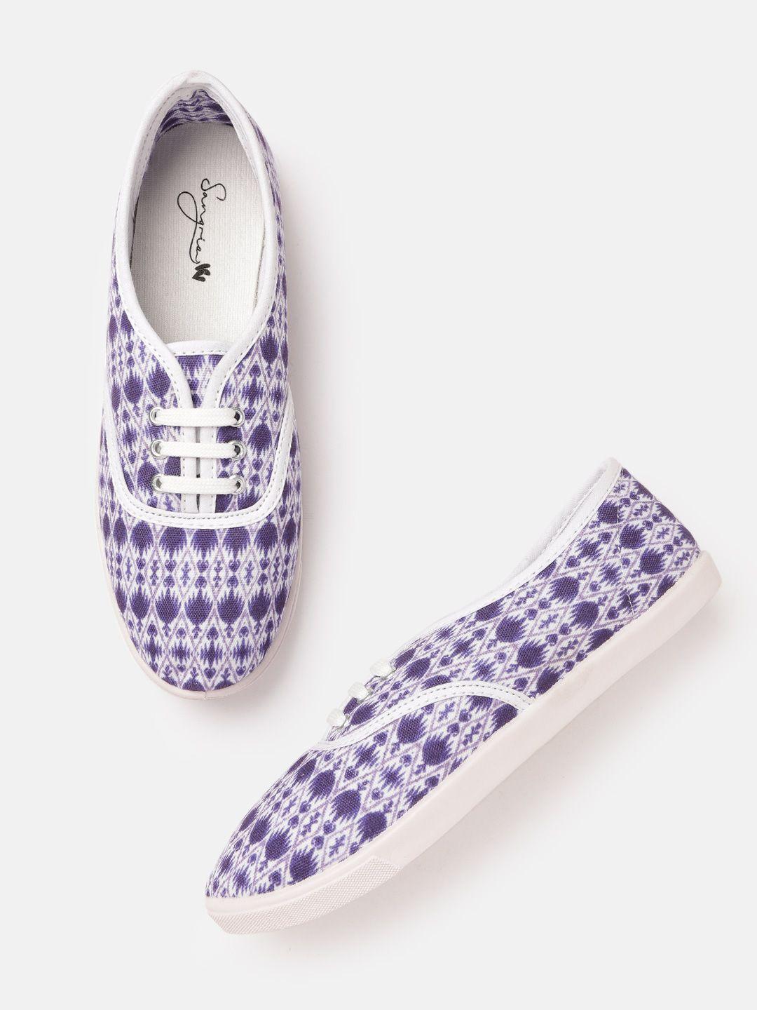 sangria women purple & white printed sneakers