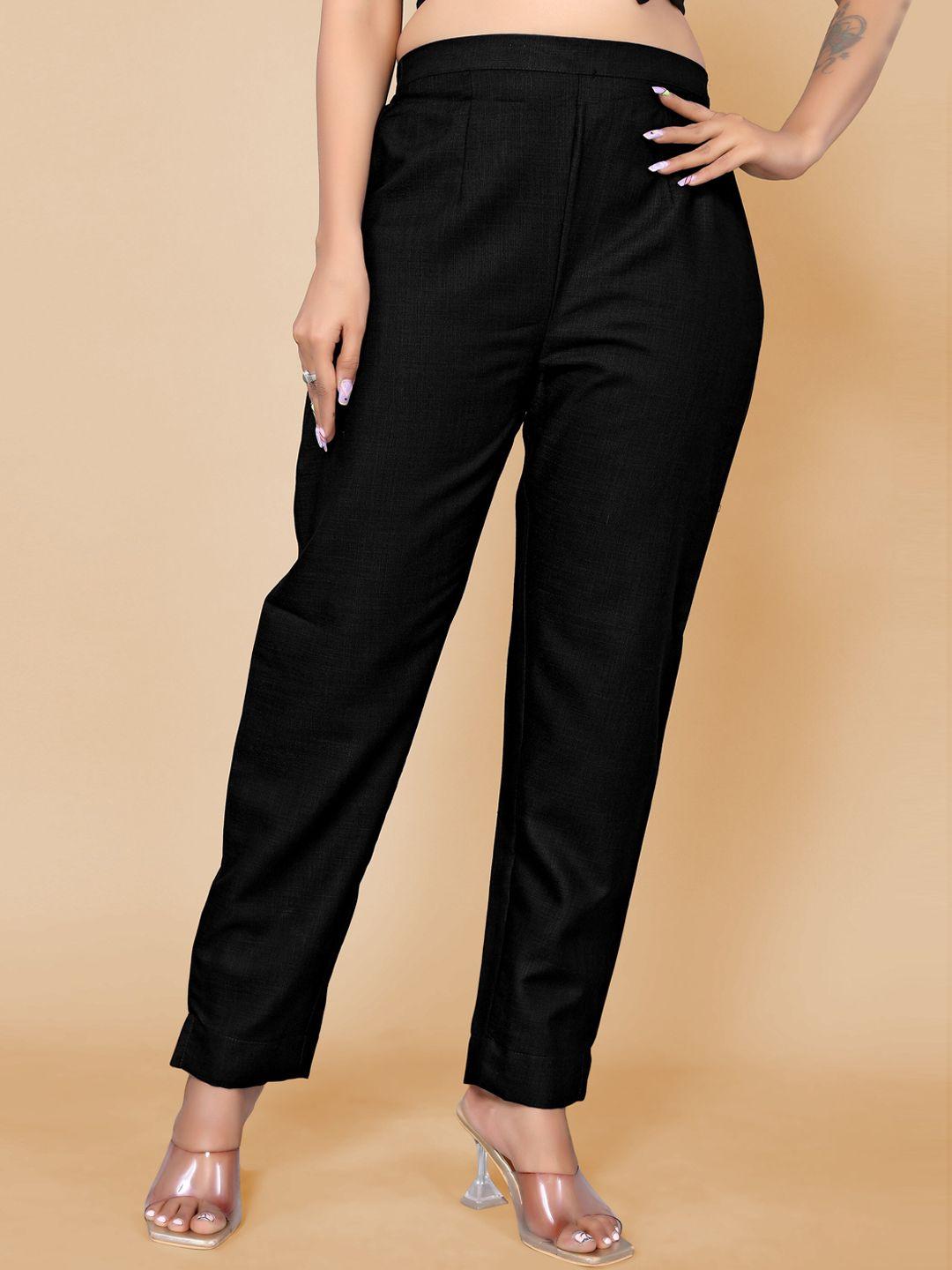 sangria women regular fit cotton plain trousers