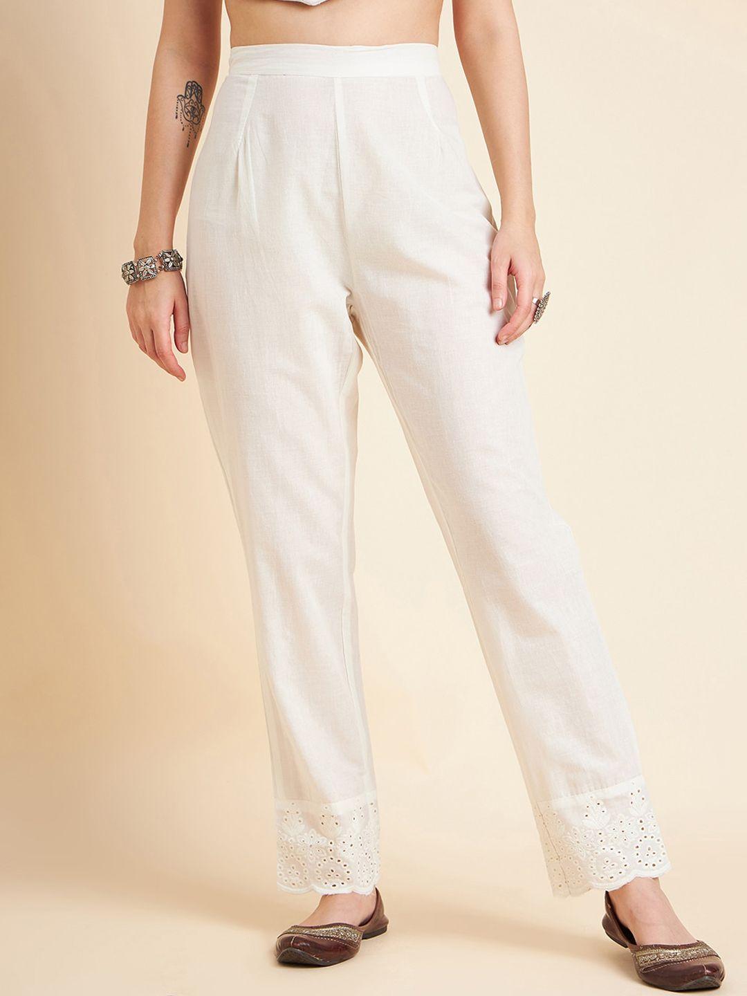 sangria women relaxed fit pure cotton trousers