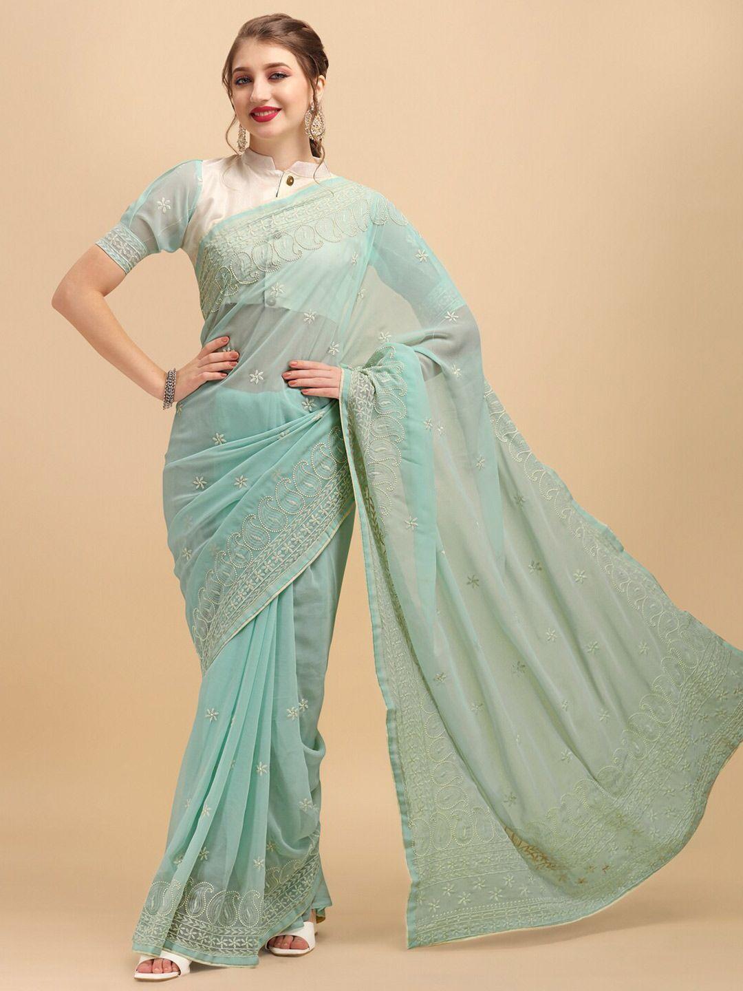 sangria women sea green sarees