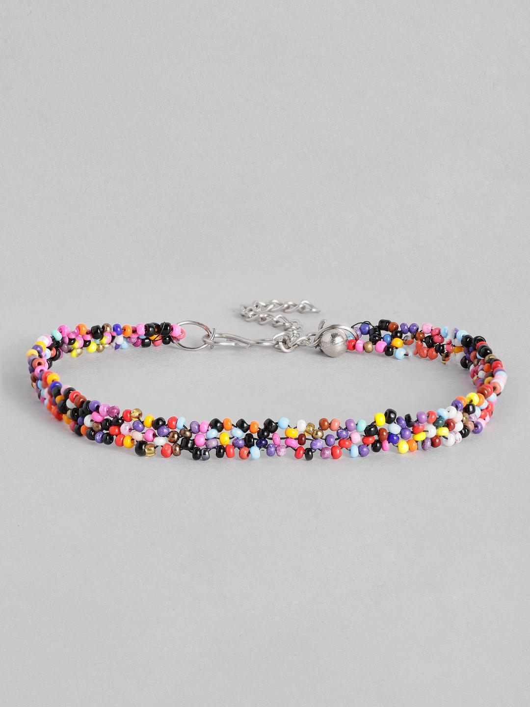 sangria women silver-plated beads studded anklet