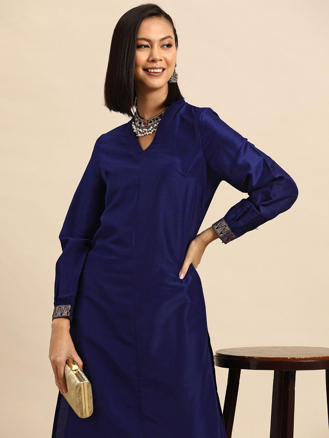 sangria women solid straight kurta