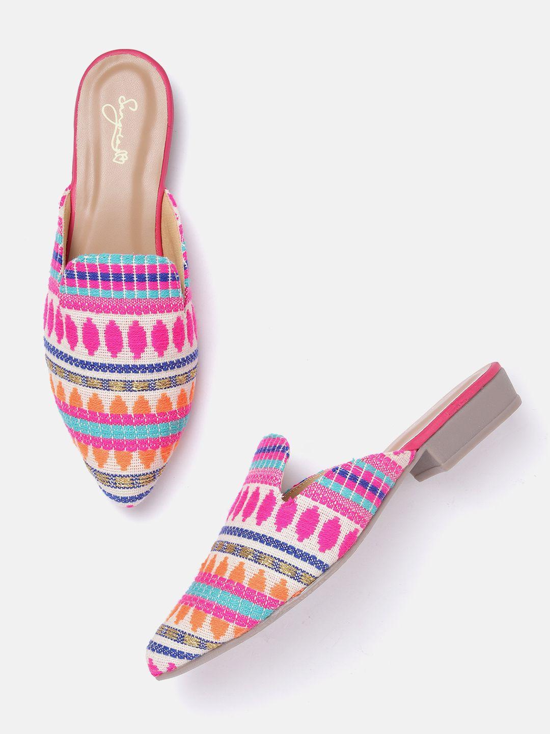 sangria women woven design ethnic mules