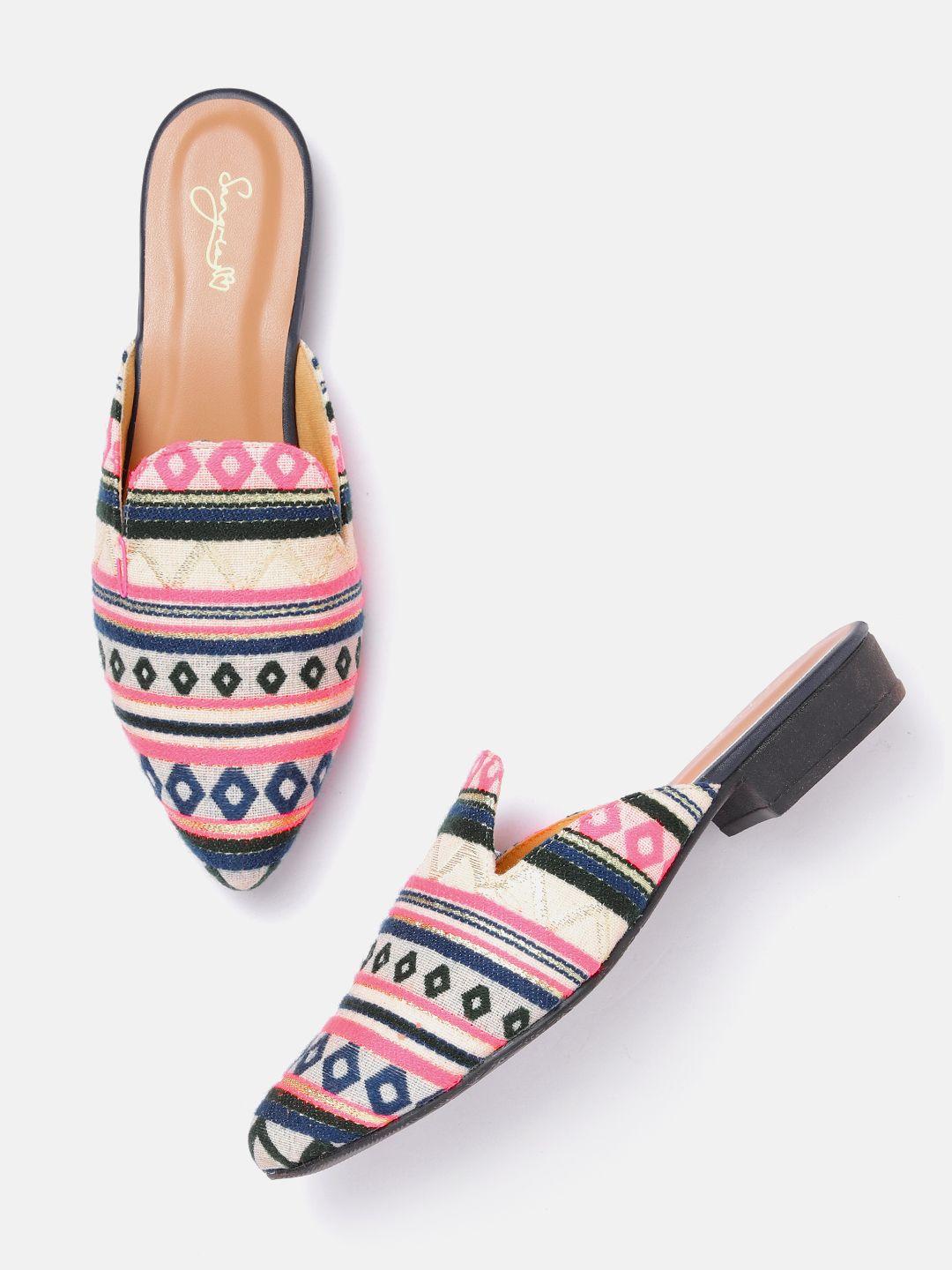 sangria women woven design ethnic mules