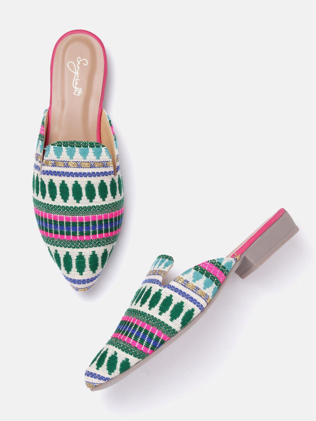 sangria women woven design ethnic mules