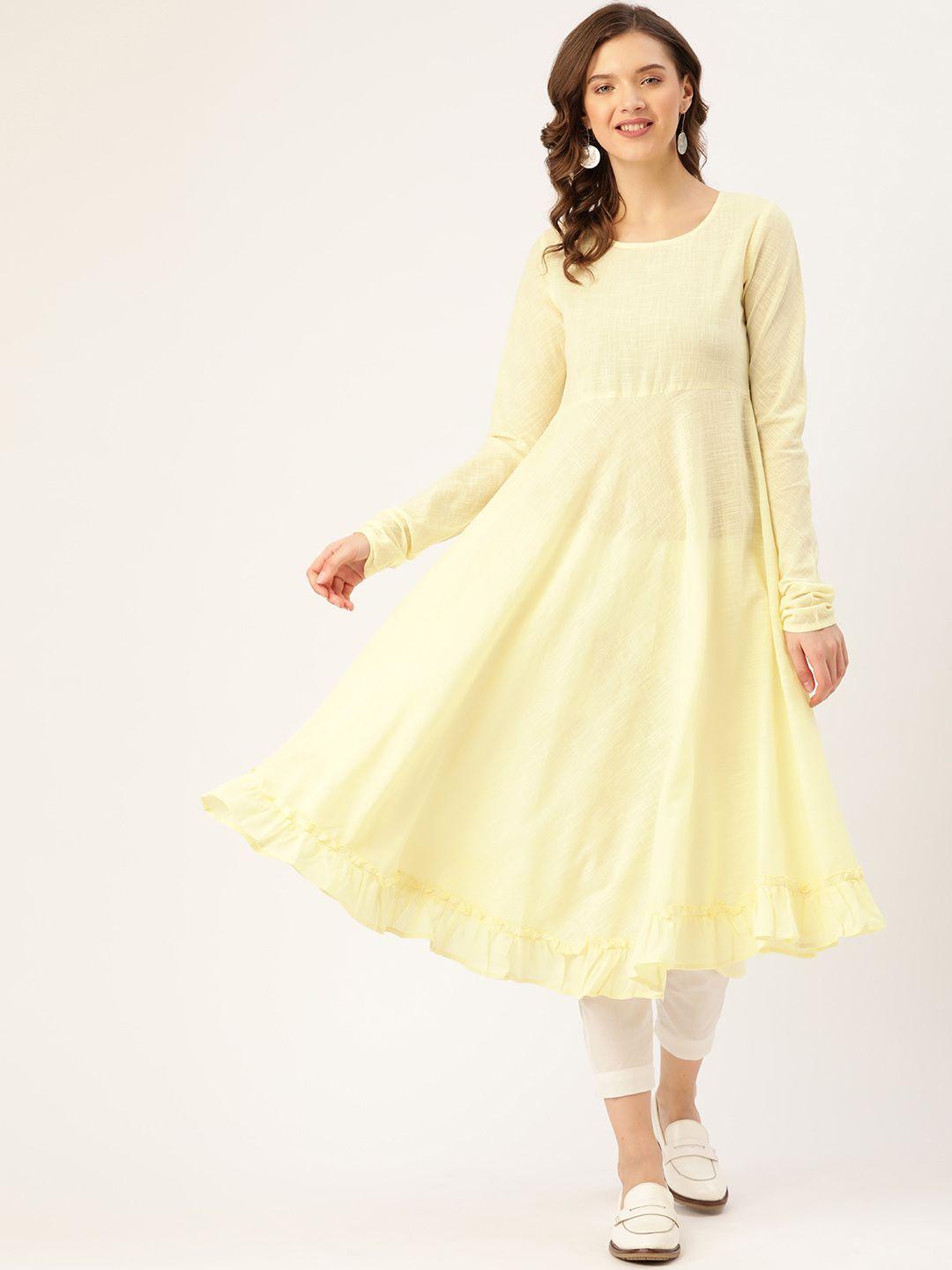 sangria women yellow pure cotton anarkali kurta