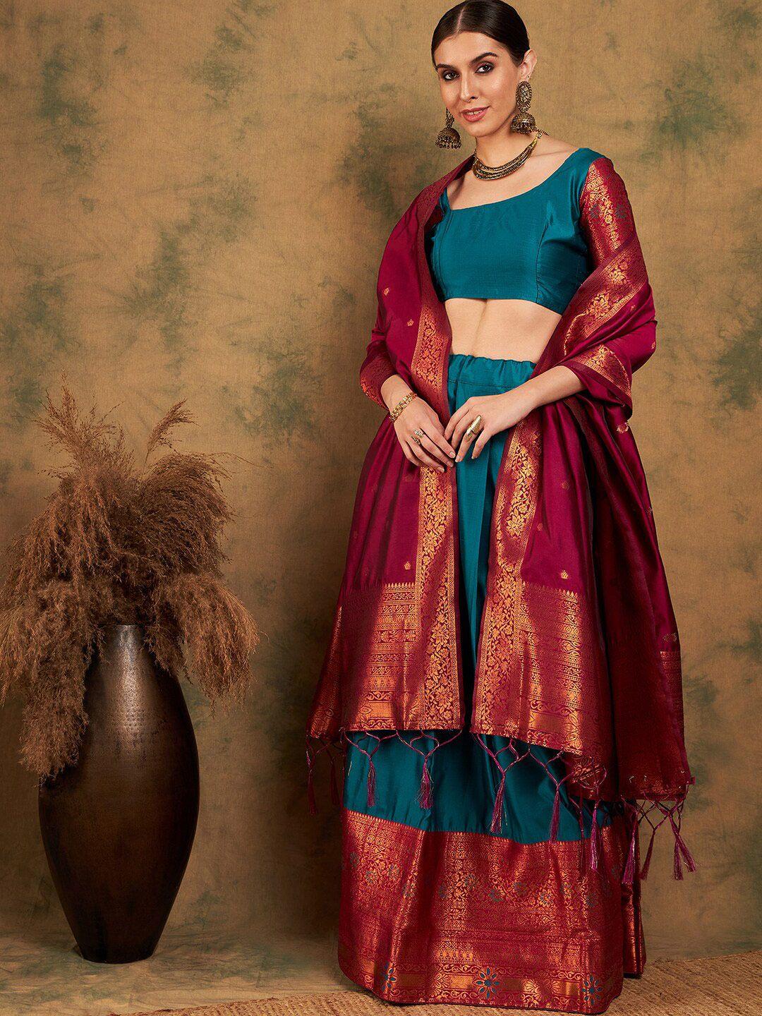 sangria woven-designed semi-stitched lehenga & unstitched blouse with dupatta