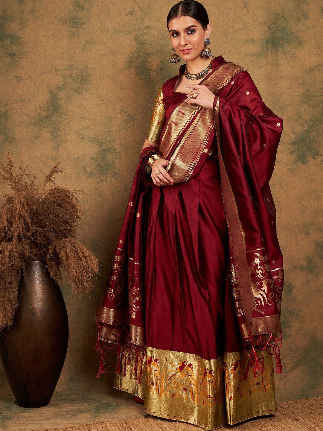 sangria woven-designed semi-stitched lehenga & unstitched blouse with dupatta