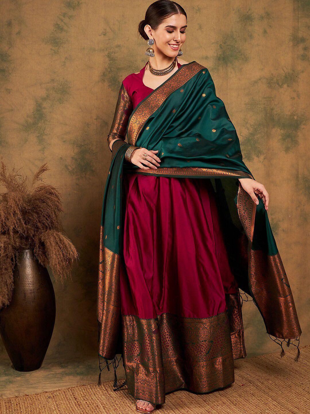sangria woven-designed semi-stitched lehenga & unstitched blouse with dupatta