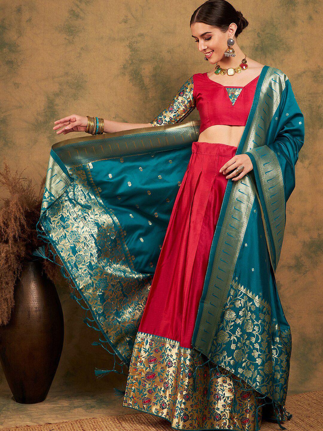 sangria woven-designed semi-stitched lehenga & unstitched blouse with dupatta