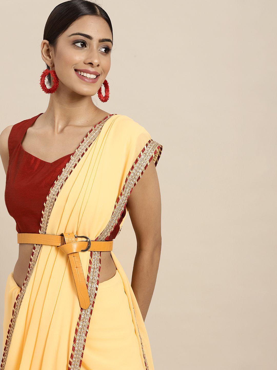 sangria yellow solid gotta patti saree