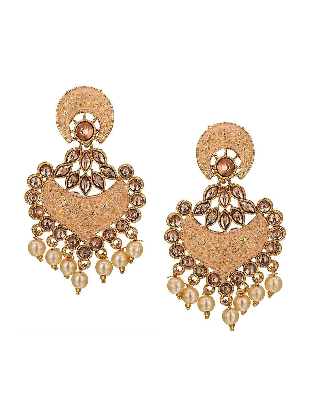 sanjog peach-coloured classic drop earrings