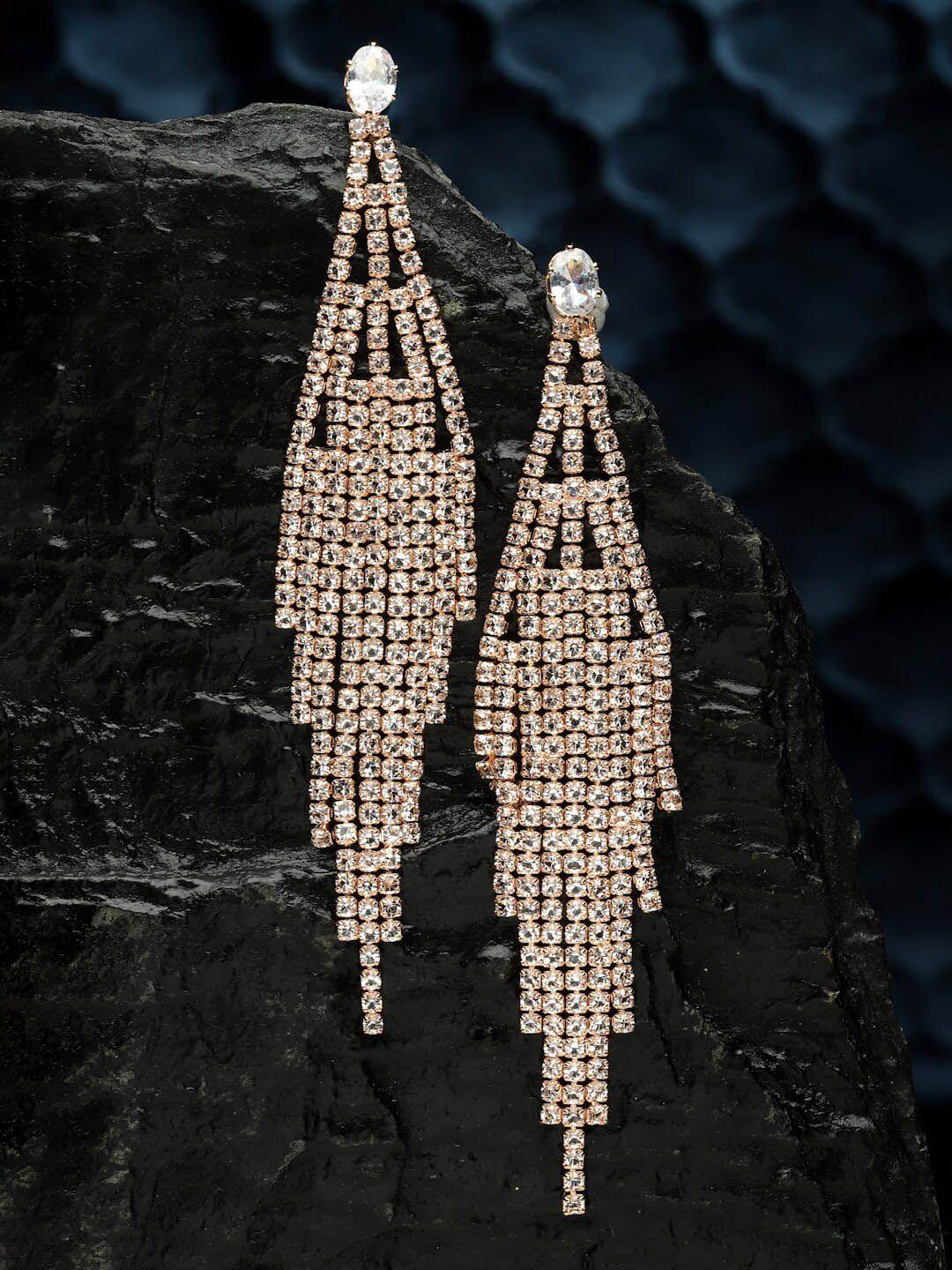 sanjog rose gold-plated contemporary drop earrings