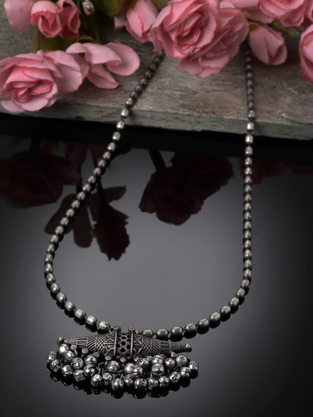 sanjog silver-plated artificial beads necklace